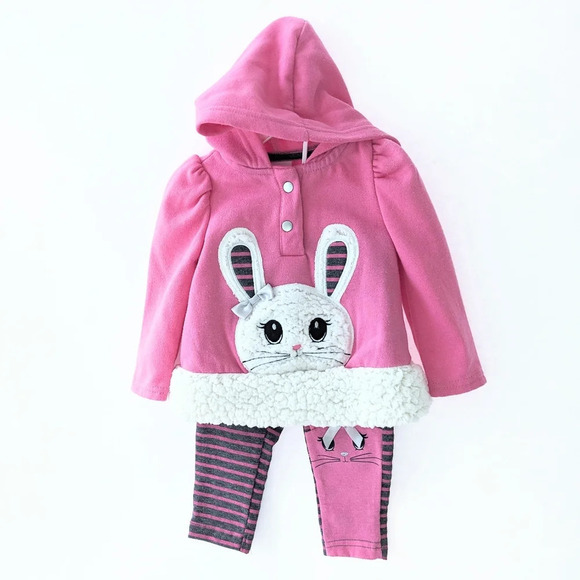 Nannette Kids Other - Nannette Kids 2PC Long Sleeve Hoodie Bunny Pant Set